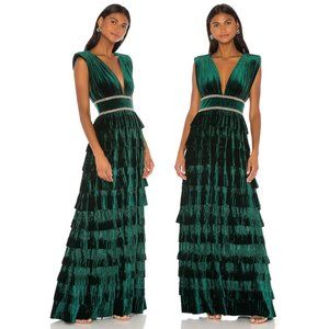 Bronx and Banco Green Velvet Maxi Dress
